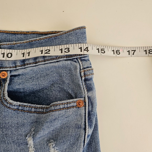 Levi's Wedgie Straight Blue Jeans Distressed Raw Hem Button Fly Women's Sz 27 - Picture 14 of 16